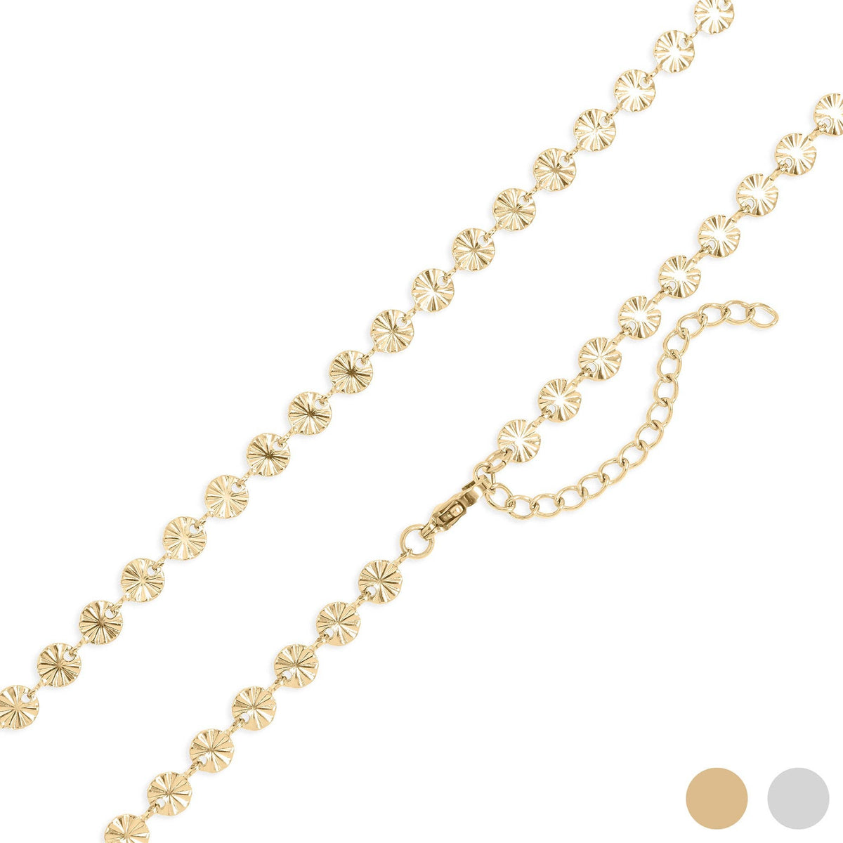 18K Gold PVD Stainless Steel Sunburst Chain Necklace-Gold-16+2"-Lemons and Limes Boutique