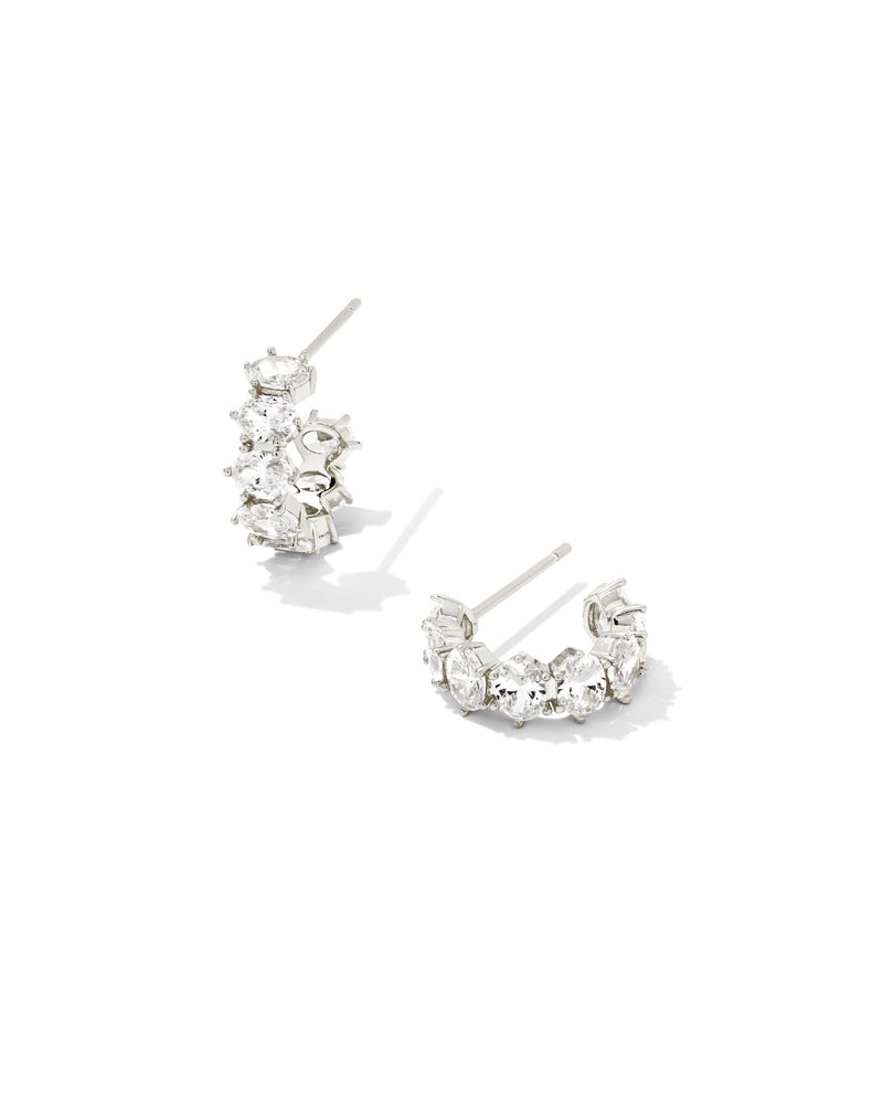 Cailin Crystal Huggie Earrings in Silver Metal by Kendra Scott-Lemons and Limes Boutique