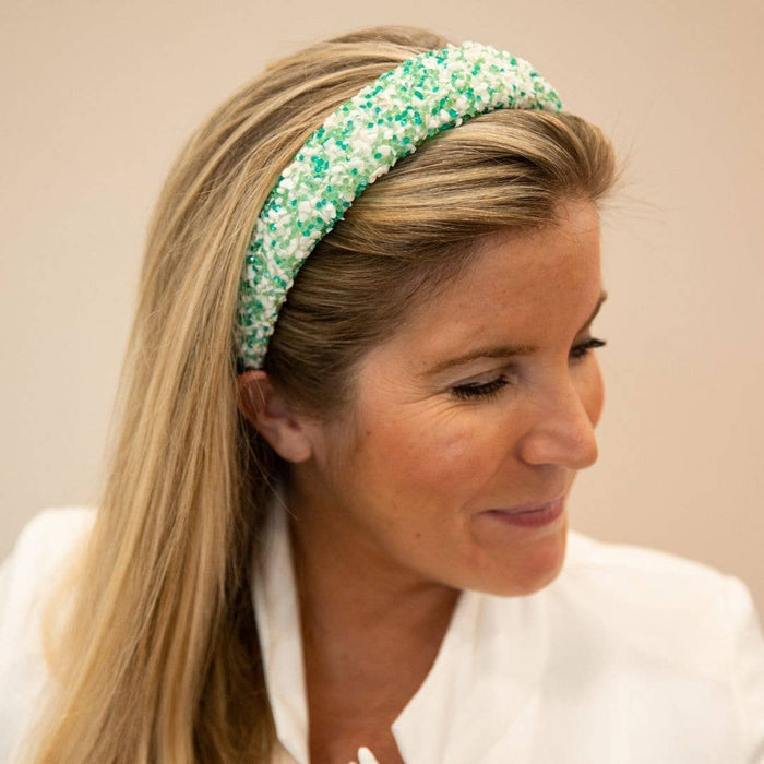 All That Glitters Headband in Teal and White