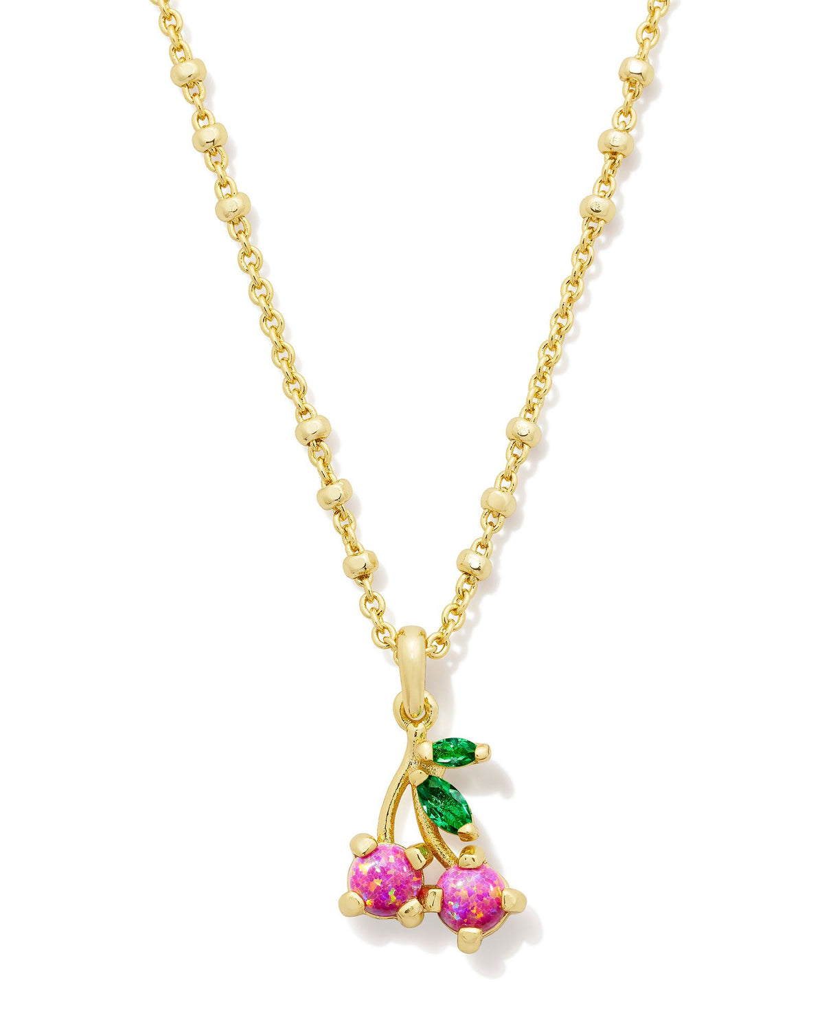 Cherry Short Pendanct Necklace in Gold Dark Pink Crystal by Kendra Scott-Lemons and Limes Boutique