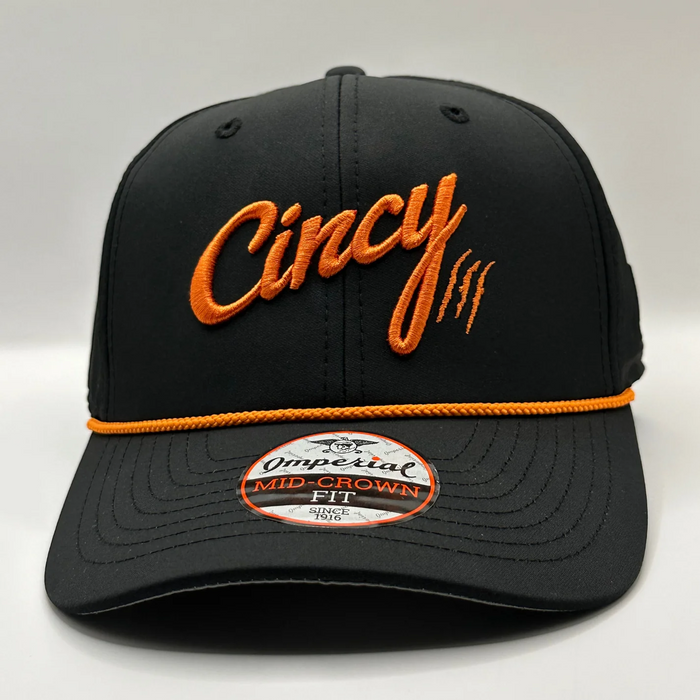 The Luke Combs - Mid-Crown Rope Hat - Black with Orange Logo/ Orange Rope--Lemons and Limes Boutique