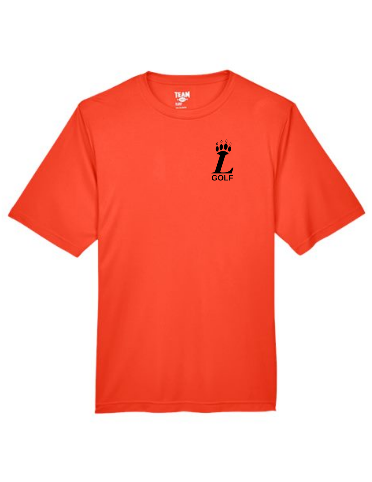 Loveland Golf LPaw Logo on Orange Performance Tee