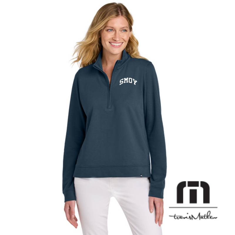 Embroidered SMOY Women's Travis Matthew 1/4 Zip in Blue Nights-Lemons and Limes Boutique