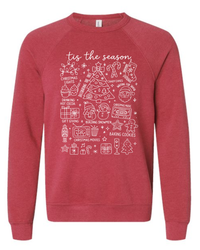Christmas Vibes on Heathered Red Spongefleece Crewneck-Lemons and Limes Boutique