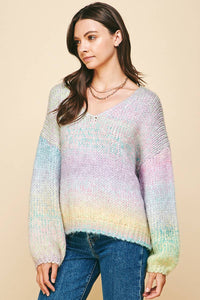 Multi Color Pullover Sweater in Rainbow-Lemons and Limes Boutique