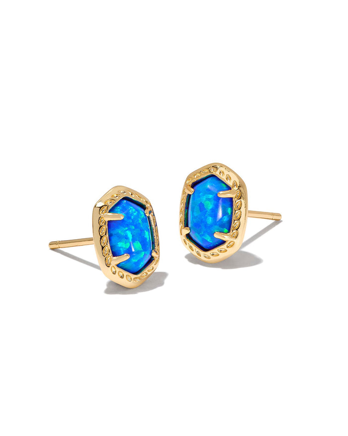 Daphne Framed Stud Earrings in Gold Bright Blue Opal by Kendra Scott-Lemons and Limes Boutique