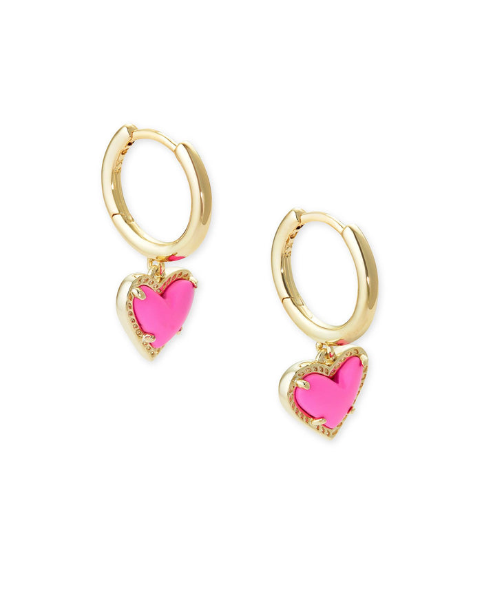 Ari Heart Huggie Earrings in Gold Magenta by Kendra Scott-Lemons and Limes Boutique