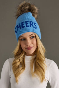 Blue Cheers Knit Pom Hat-Lemons and Limes Boutique