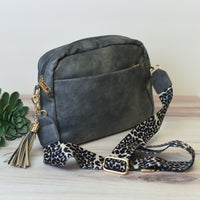 Jessica Interchangeable Strap Crossbody Purse-Charcoal-Lemons and Limes Boutique