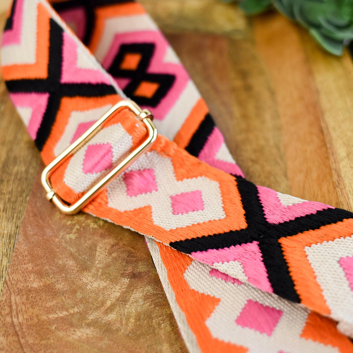 Woven Adjustable 2 inch Geo Bag Straps-Orange Pop--Lemons and Limes Boutique