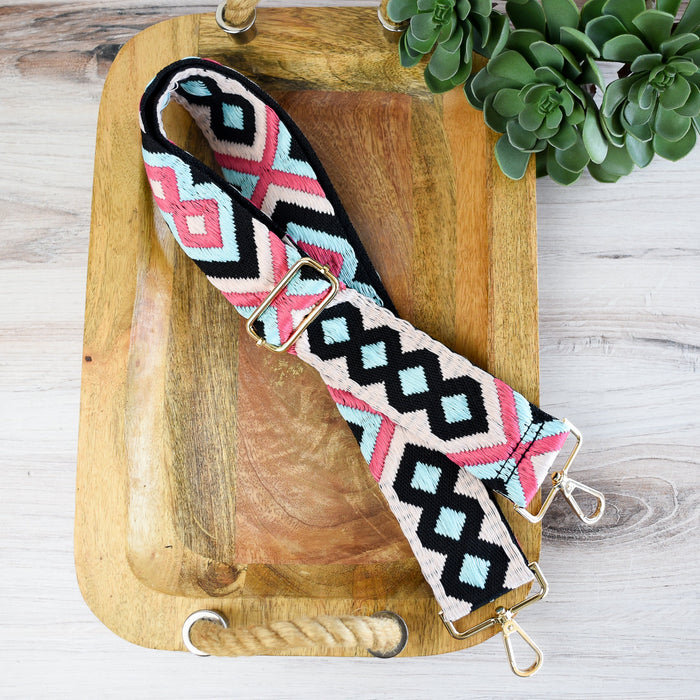 Woven Adjustable 2 inch Geo Bag Straps-Pink Pop--Lemons and Limes Boutique