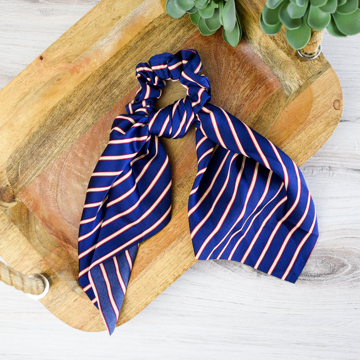 Striped Hair Scarf : Pink, Navy, Light Blue and Black-Hair Accessories-Navy-Lemons and Limes Boutique