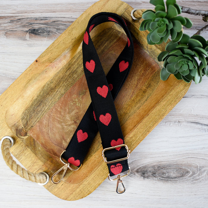 Red Heart Love Adjustable Bag Strap - 1.5 inch-Bag Strap-Lemons and Limes Boutique