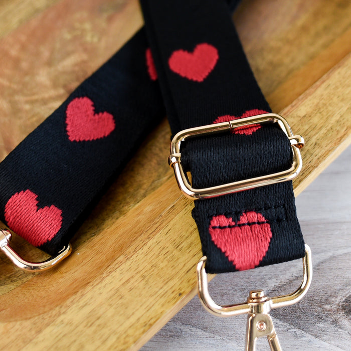 Red Heart Love Adjustable Bag Strap - 1.5 inch-Bag Strap-Lemons and Limes Boutique