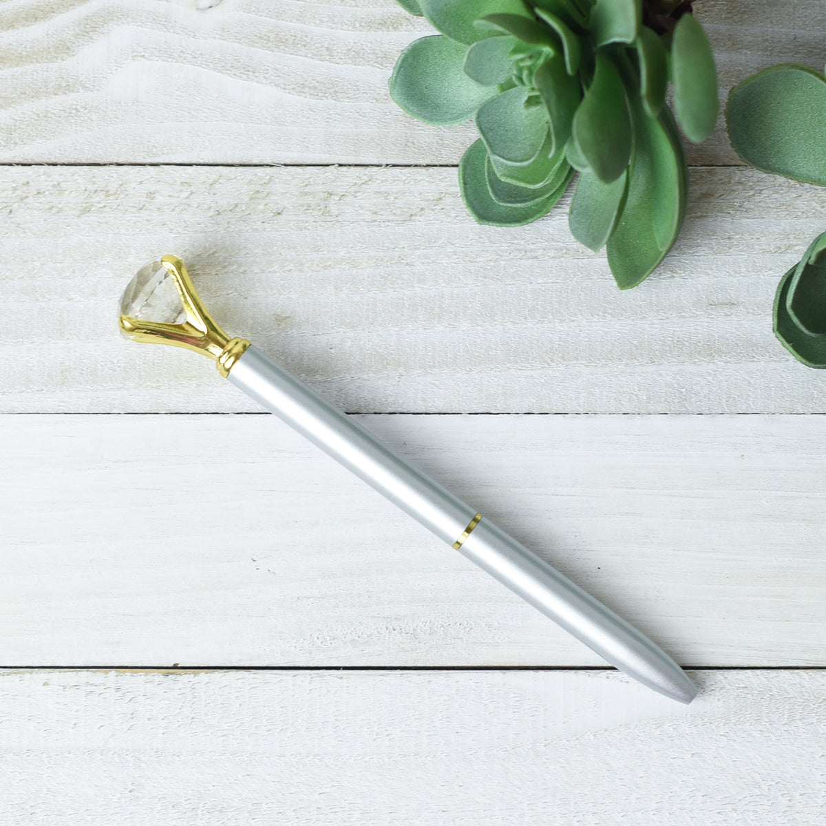 Diamond Top Pens-Gift-Brushed Silver-Lemons and Limes Boutique