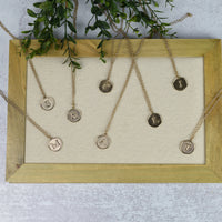 Medallion Coin Letter Necklaces in Antiqued Gold--Lemons and Limes Boutique