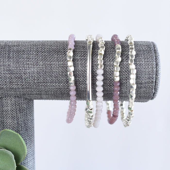 Kara Stretch Bracelet Stack Set- Lavender-Bracelets-Lemons and Limes Boutique