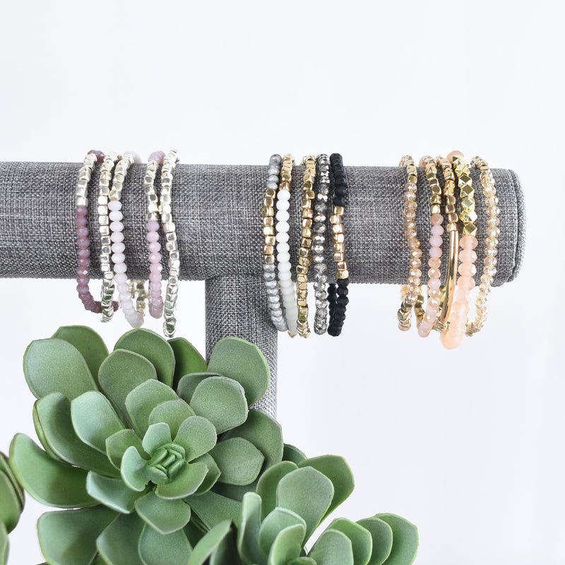 Kara Stretch Bracelet Stack Set- Lavender-Bracelets-Lemons and Limes Boutique