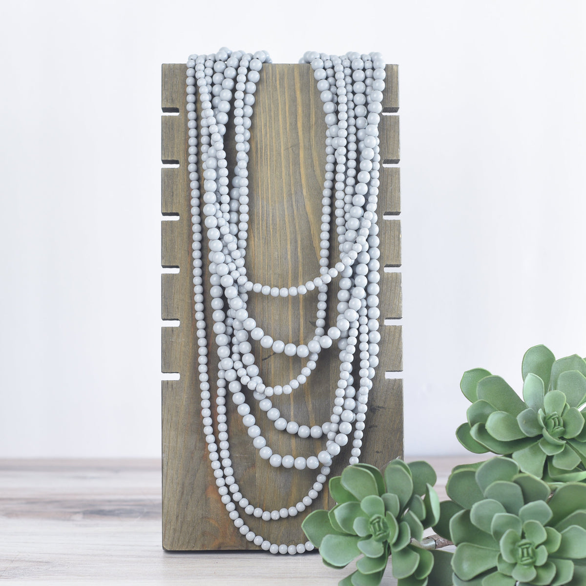 Glory Multi Strand Beaded Statement Necklaces-Necklace-Grey-Lemons and Limes Boutique