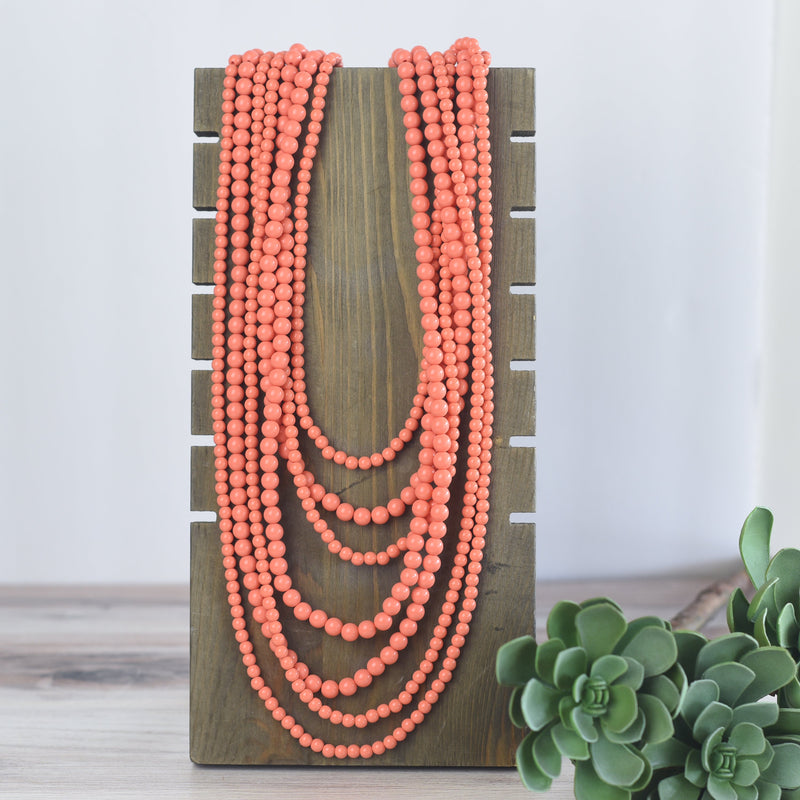 Glory Multi Strand Beaded Statement Necklaces-Necklace-Coral-Lemons and Limes Boutique
