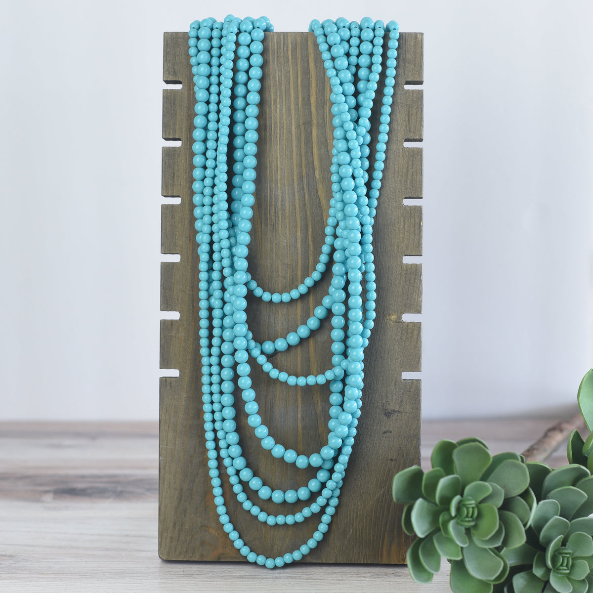 Glory Multi Strand Beaded Statement Necklaces-Necklace-Turquoise-Lemons and Limes Boutique