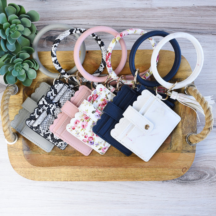 Bridgette Hands Free Bangle Keychain with Card Wallet-Blush Pink-Keychain-Lemons and Limes Boutique