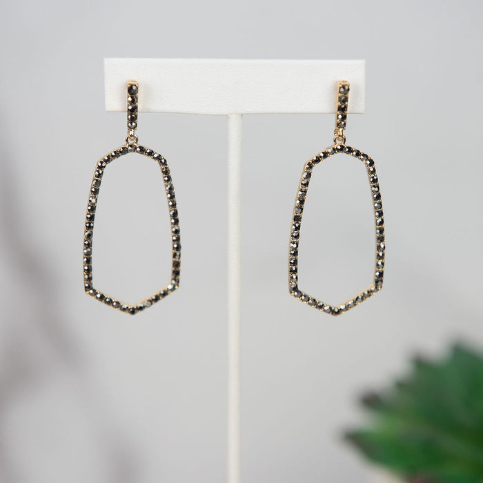 Roxanne Pave Dangle Earrings-Dangle Earrings-Smoke-Lemons and Limes Boutique