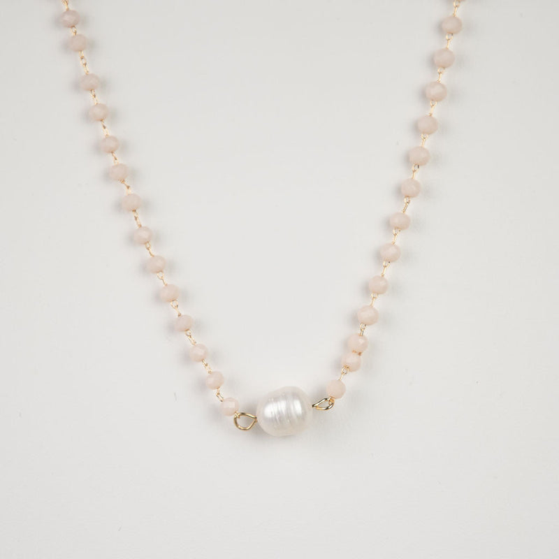 Mara Beaded and Fresh Water Pearl Pendant Necklace-Necklace-Blush-Lemons and Limes Boutique