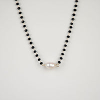 Mara Beaded and Fresh Water Pearl Pendant Necklace-Necklace-Black-Lemons and Limes Boutique