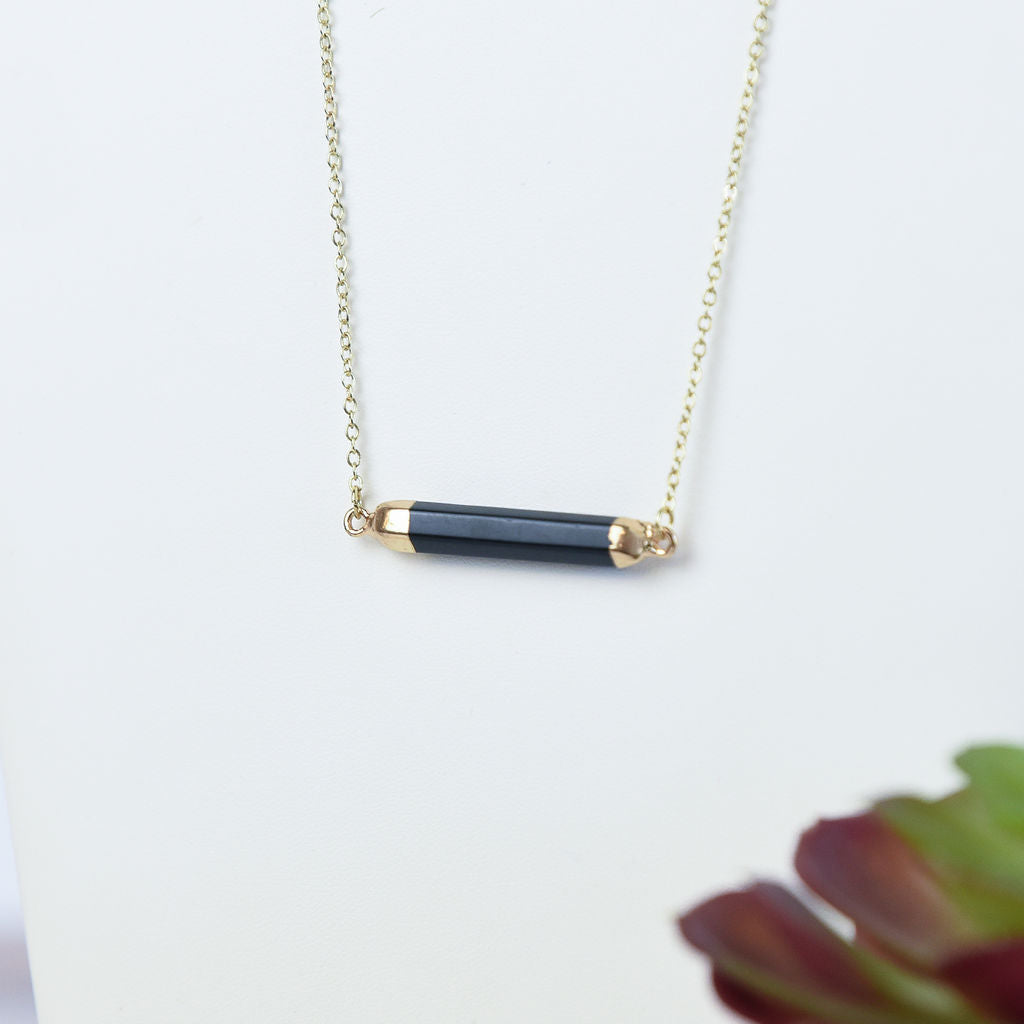 Kendall Bar Pendant Necklace-Onyx-Lemons and Limes Boutique