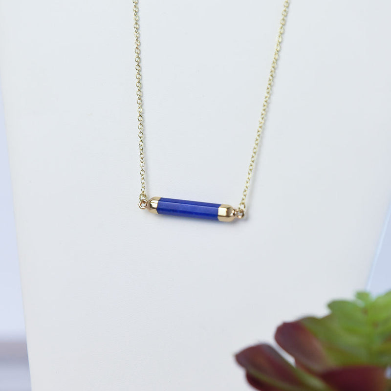 Kendall Bar Pendant Necklace-Cobalt-Lemons and Limes Boutique