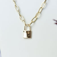 Chain Link and Lock Statement Necklace--Lemons and Limes Boutique