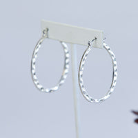 Dee Dee Hammered Hoop Earrings-Silver-Lemons and Limes Boutique