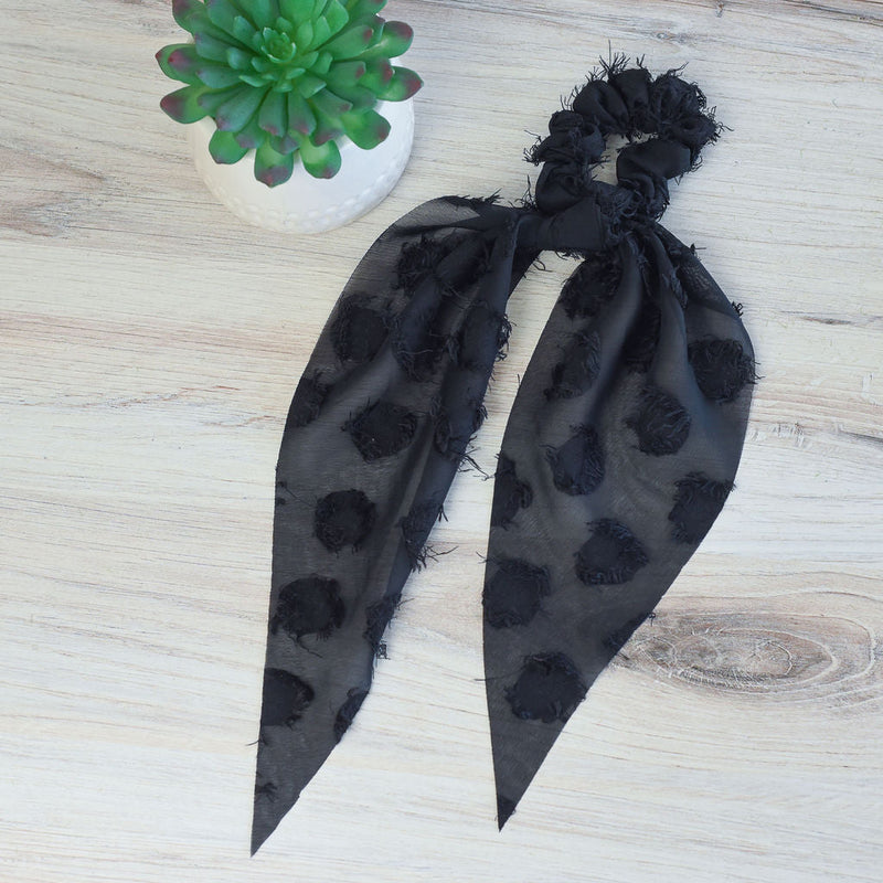 Burnout Hair Scarf in Black-Hair Accessories-Lemons and Limes Boutique
