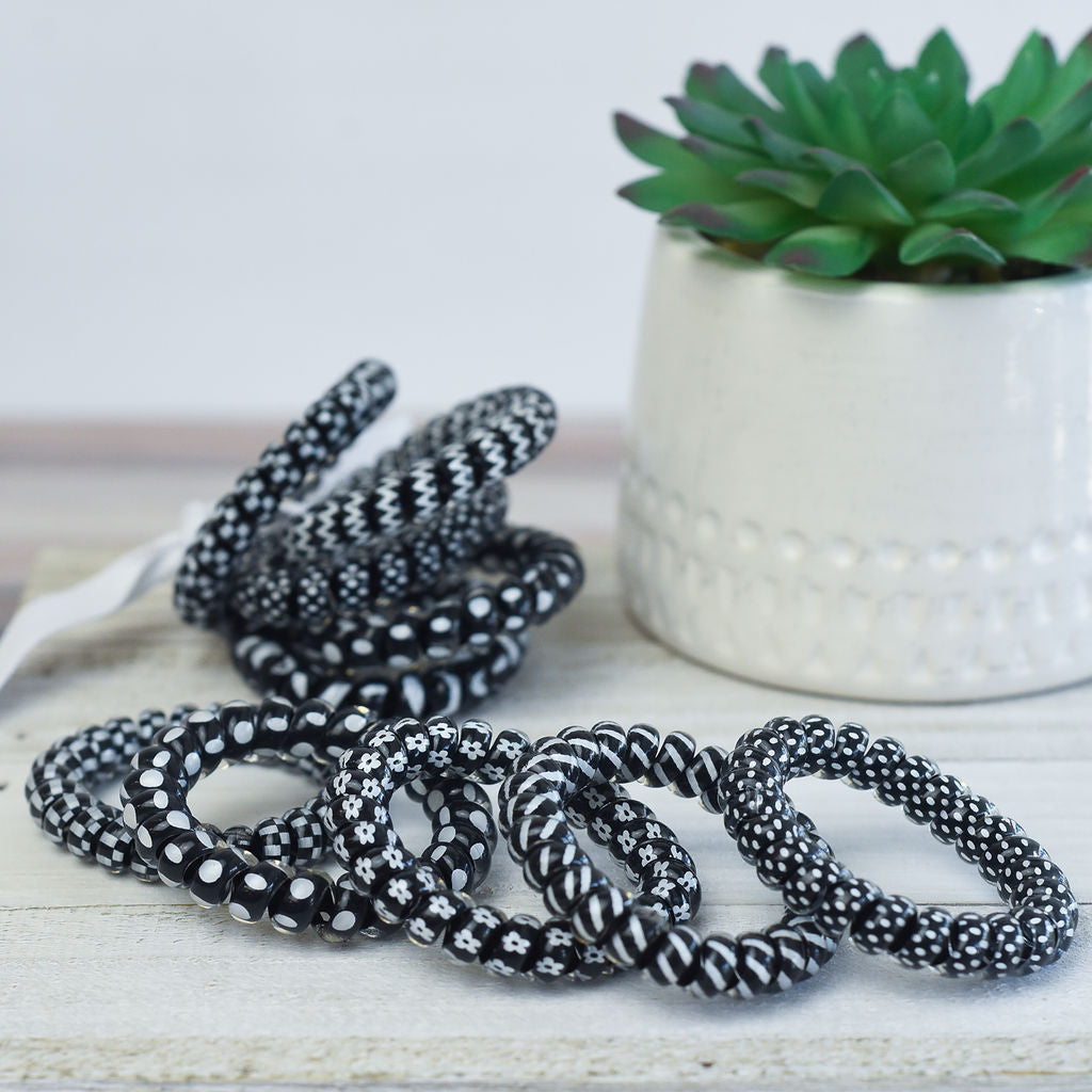 Large Lauren Lane Hair Coil Set in Black and White--Lemons and Limes Boutique