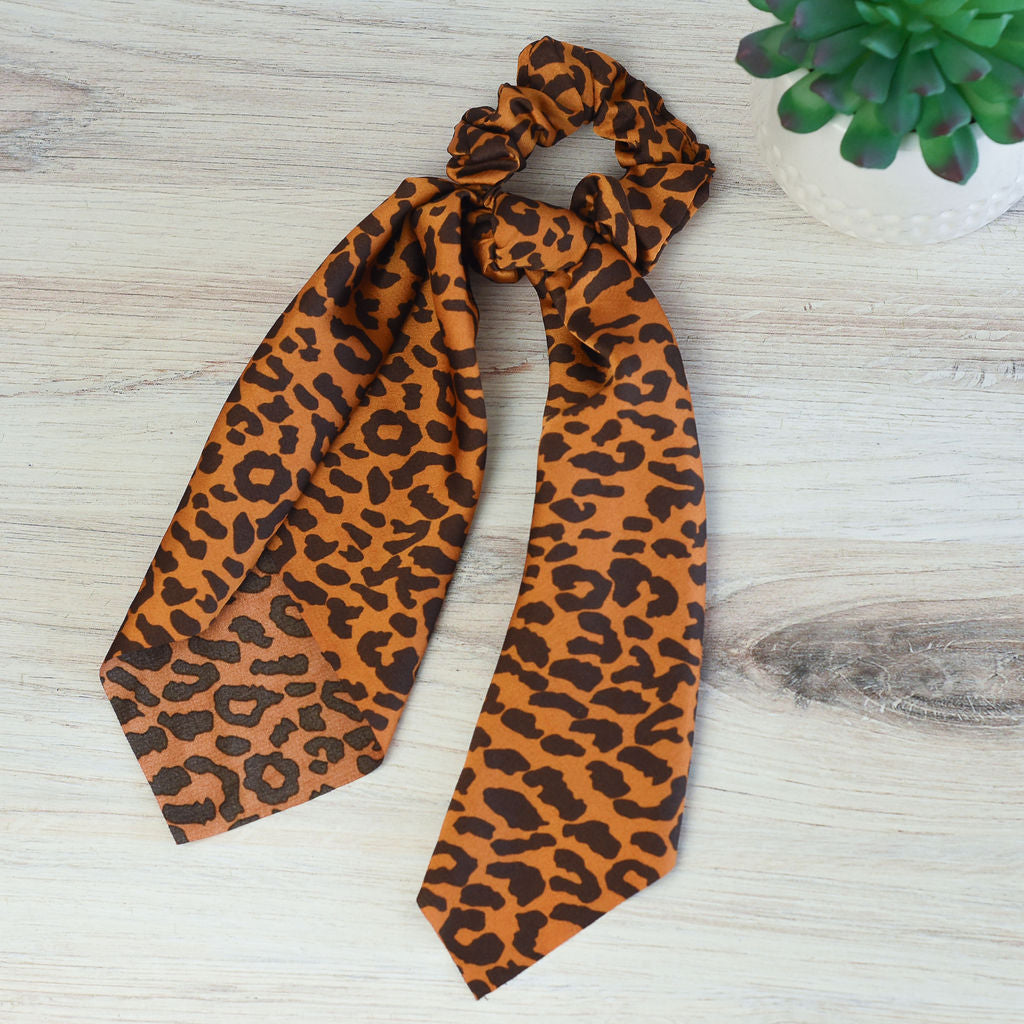 Modern Luxe Leopard Hair Scarf-3 in 1 Accessory-Hair Accessories-Orange-Lemons and Limes Boutique