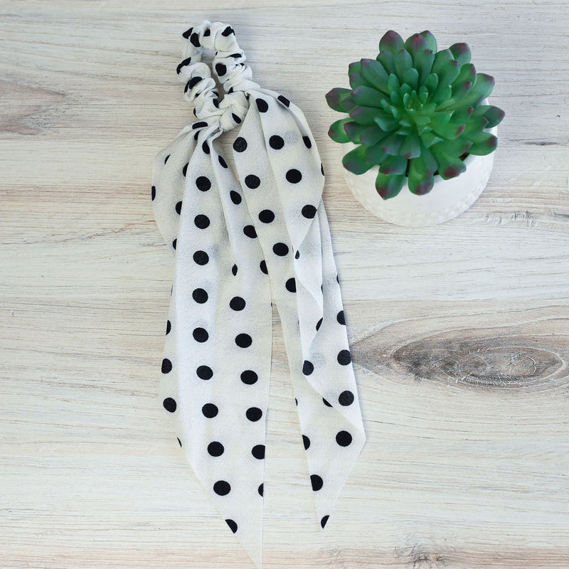 Jumbo Dot Hair Scarf in Black or White Polka Dots--Lemons and Limes Boutique