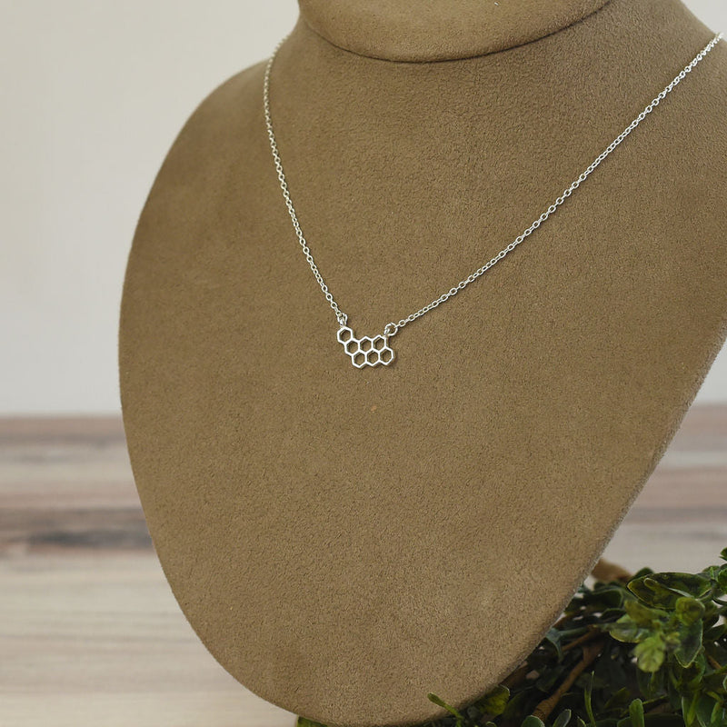 Honeycomb Pendant Necklace-Silver-Lemons and Limes Boutique