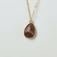 Natural Stone Teardrop Pendant Necklace-Necklace-Tigers Eye-Lemons and Limes Boutique