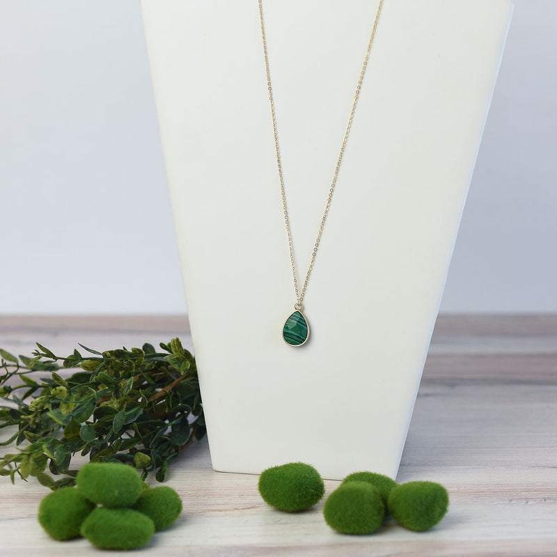 Natural Stone Teardrop Pendant Necklace-Necklace-Lemons and Limes Boutique