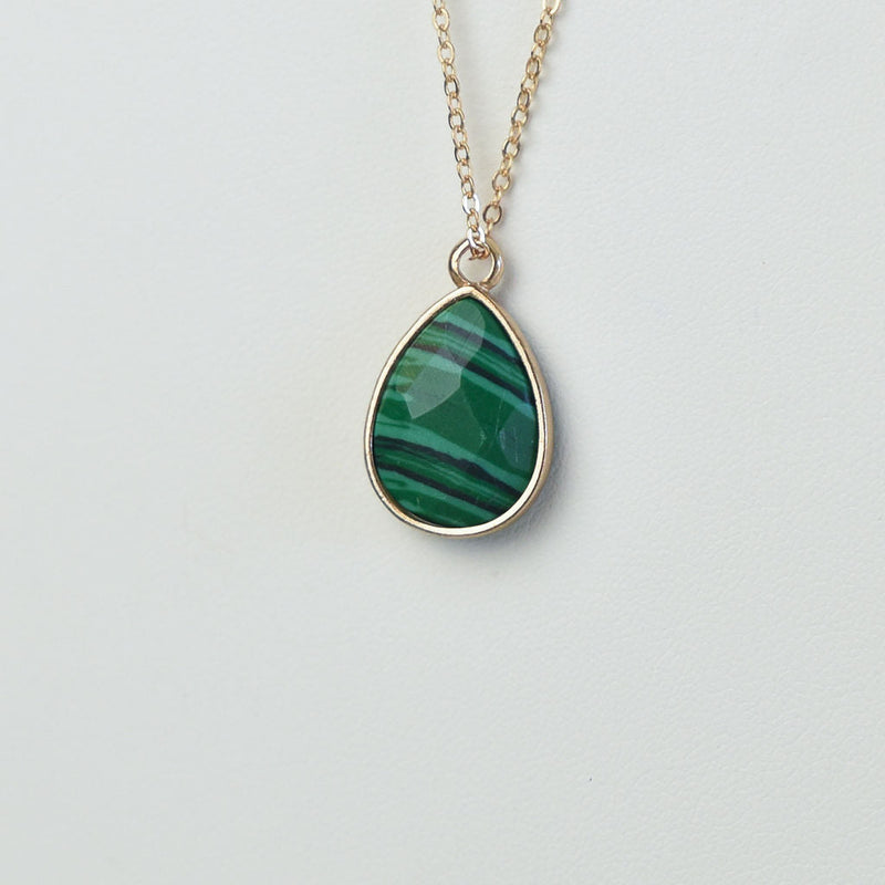 Natural Stone Teardrop Pendant Necklace-Necklace-Emerald Green-Lemons and Limes Boutique