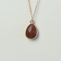 Natural Stone Teardrop Pendant Necklace-Necklace-Shimmer Auburn-Lemons and Limes Boutique
