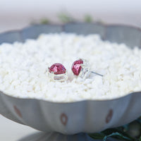 Glitter Studs Earrings-Stud Earrings-Hot Pink (Silver Setting)-Lemons and Limes Boutique
