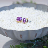 Glitter Studs Earrings-Stud Earrings-Shimmer Purple (Gold Setting)-Lemons and Limes Boutique