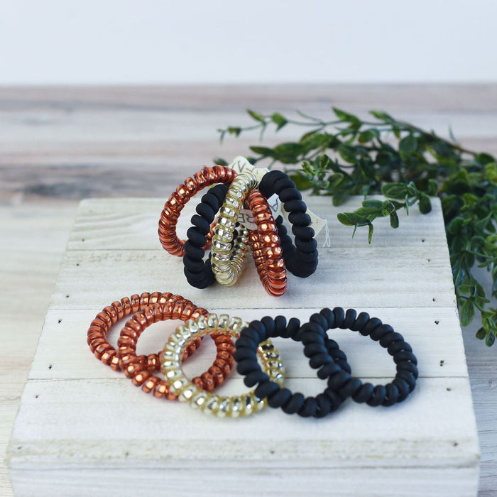 Large Lauren Lane Hair Coil Set in Black and Orange-Hair Accessories-Lemons and Limes Boutique