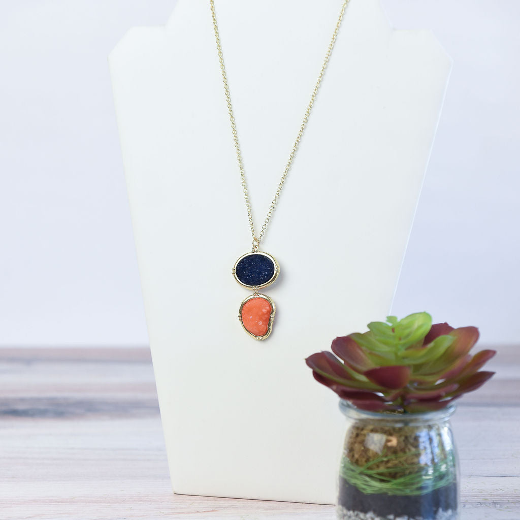 Maria Two Stone Pendant Necklace--Lemons and Limes Boutique