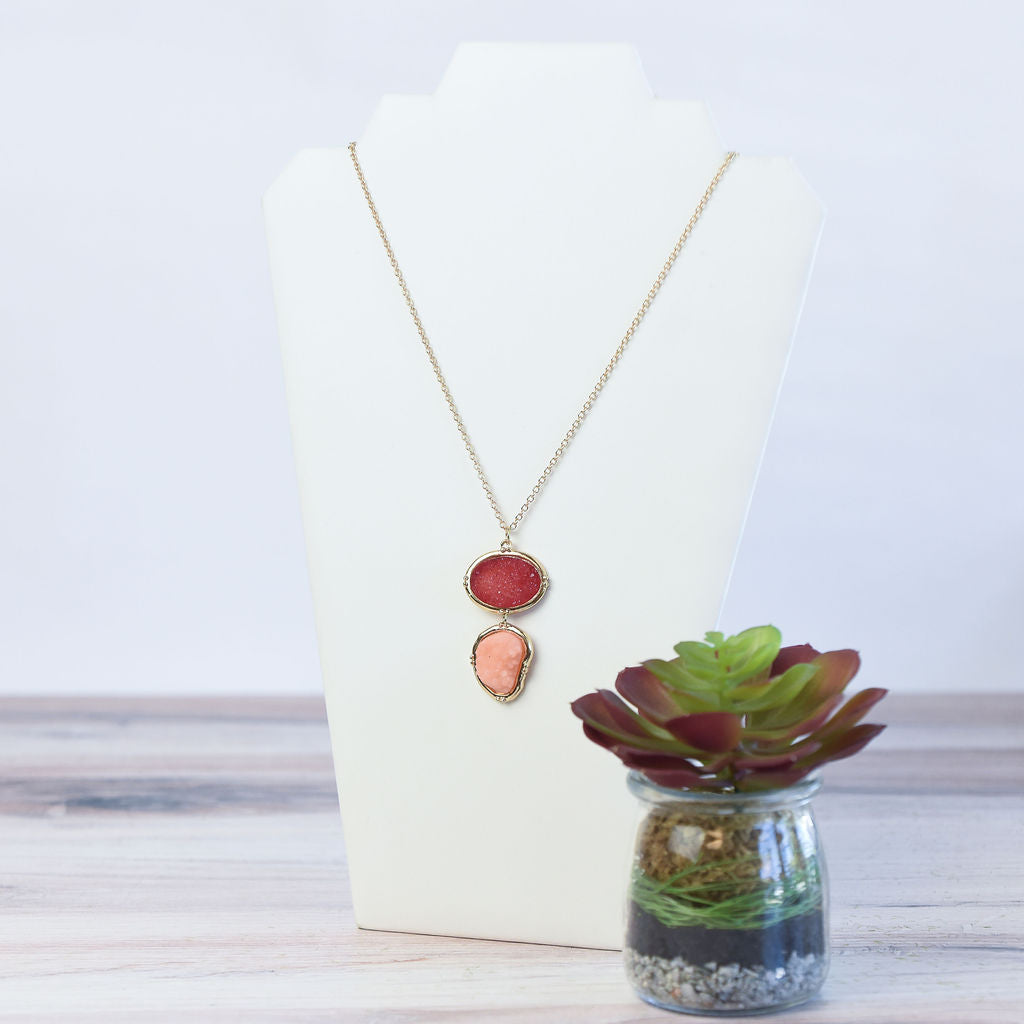 Maria Two Stone Pendant Necklace--Lemons and Limes Boutique
