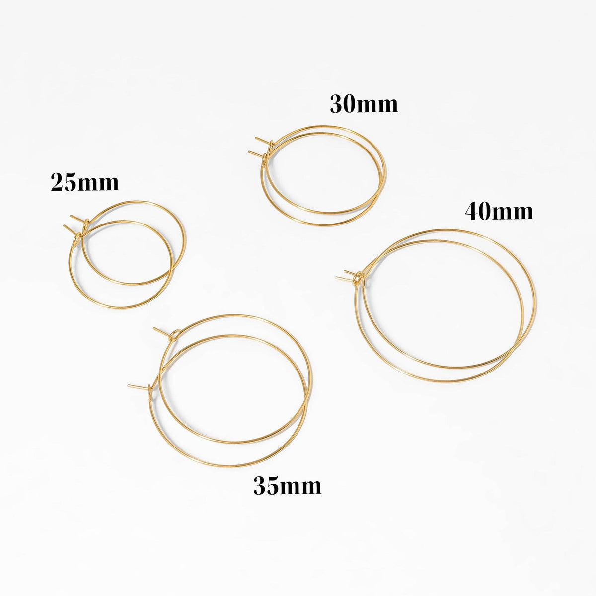 18K Gold PVD Stainless Steel Wire Hoop Earrings: Stainless / 25mm