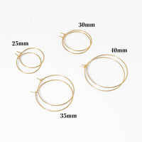 18K Gold PVD Stainless Steel Wire Hoop Earrings: Stainless / 25mm