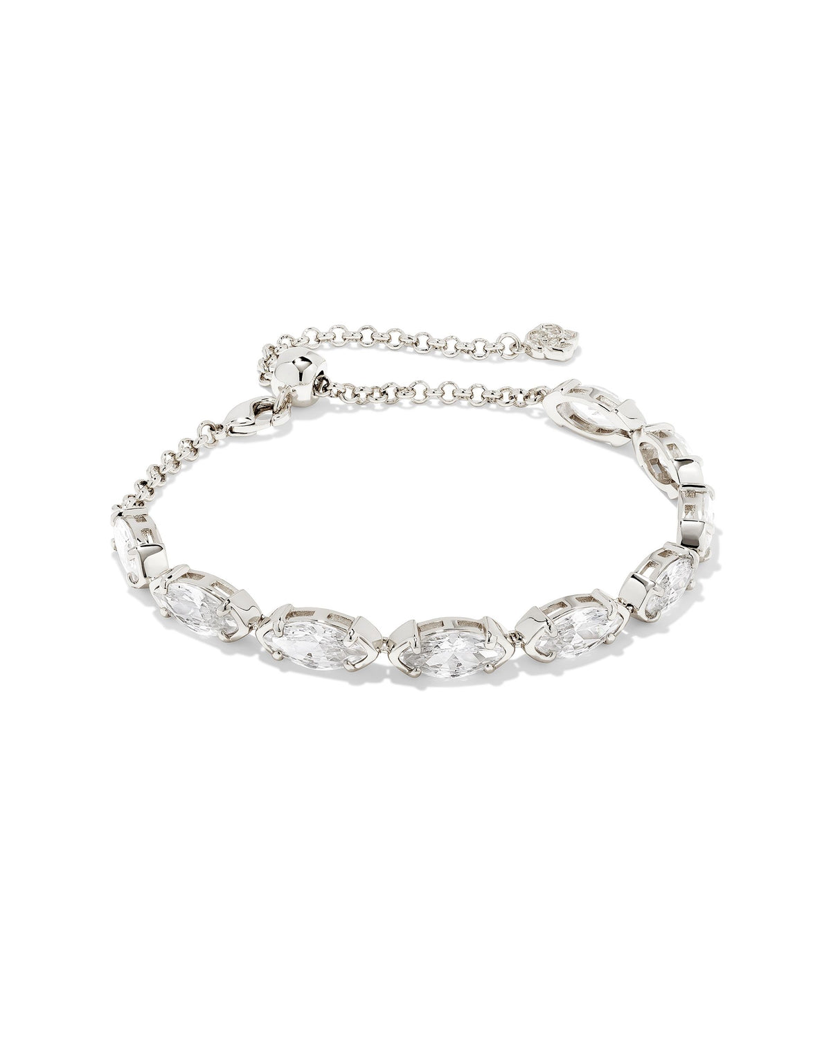 Genevieve Delicate Chain Bracelet in Silver White CZ Kendra Scott-Lemons and Limes Boutique